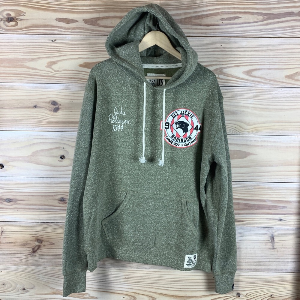 Roots of Fight Hoodie Mens L Green Jackie Robinson 761st Black Panther Pullover